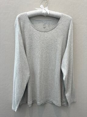 J.JILL Perfect Pima Cotton Gray Long Sleeve Tee Soft Basic NWT | Size 2X